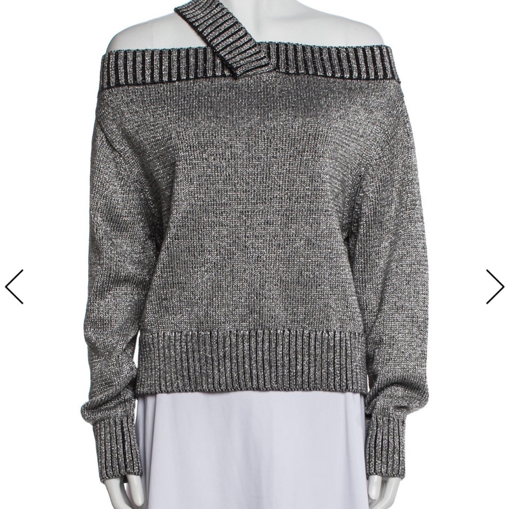 RtA Off-Shoulder Metallic Gray Sweater M